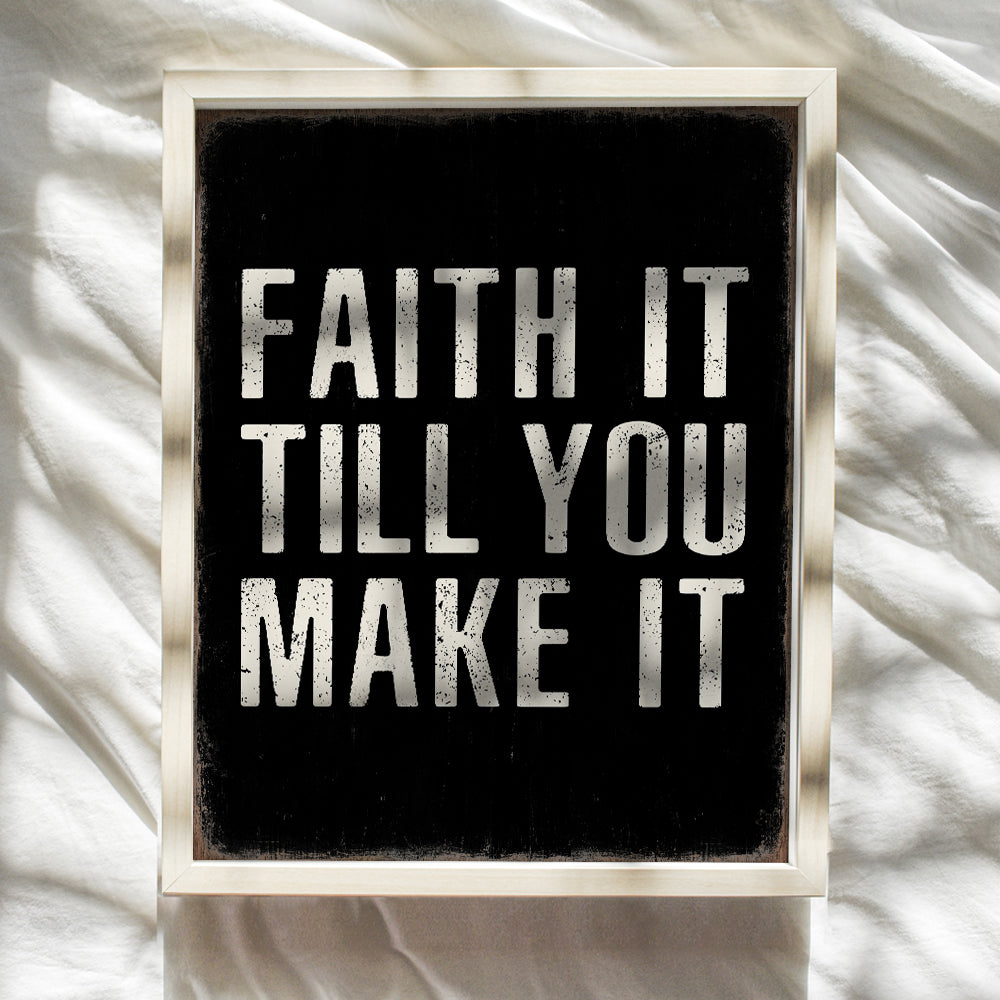 Christian Faith Religious Quotes Wall Decor - Inspirational Quotes Wall Art for Men - Rustic Farmhouse Bedroom Decor - spiritual Scripture Man cave Decor - Motivational Gifts, Religious Gifts for Him