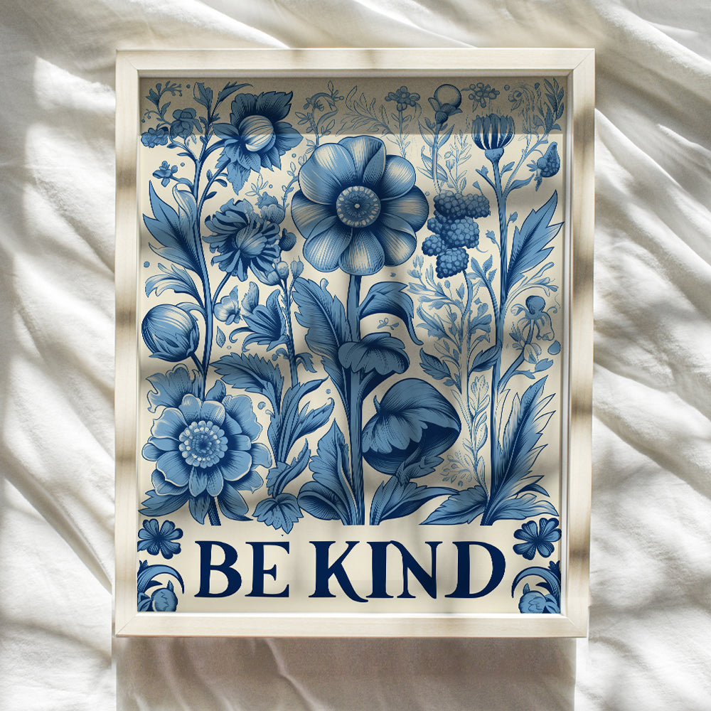 Be Kind Wall Decor - Cute Wall Decor for Women - Aesthetic Room Decor - Living room Decor - Shabby Chic Wall Decor, Inspirational Wall Decor - positive Wall Decor - Garden Wall Art, Blue Bedroom Decor