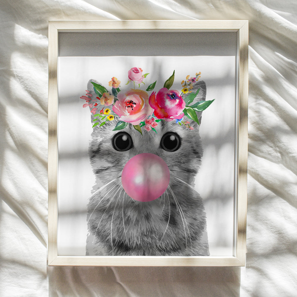 Cat Stuff Cat Wall Decor - Cute Cat Mom Gift - funny Tabby cat Decor - Cat Decorations for Women, Girls Bedroom, Baby Nursery - Cat Themed Poster - Cat Lovers Kitty Cat Room Decor - Cat Pictures