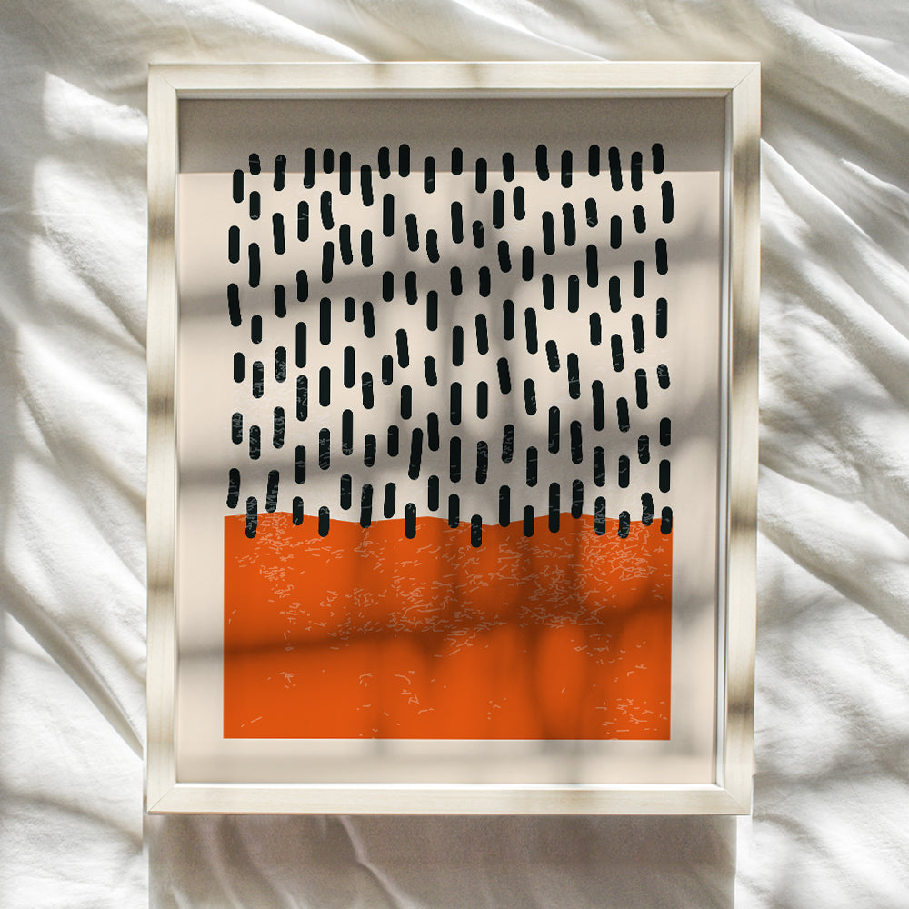 Mid Century Modern Abstract art - Geometric Wall Decor for Farmhouse Bathroom - Boho Wall Art for Women - Unique Minimalist Home Decor - Contemporary Line art Black and Orange Living room Aesthetic