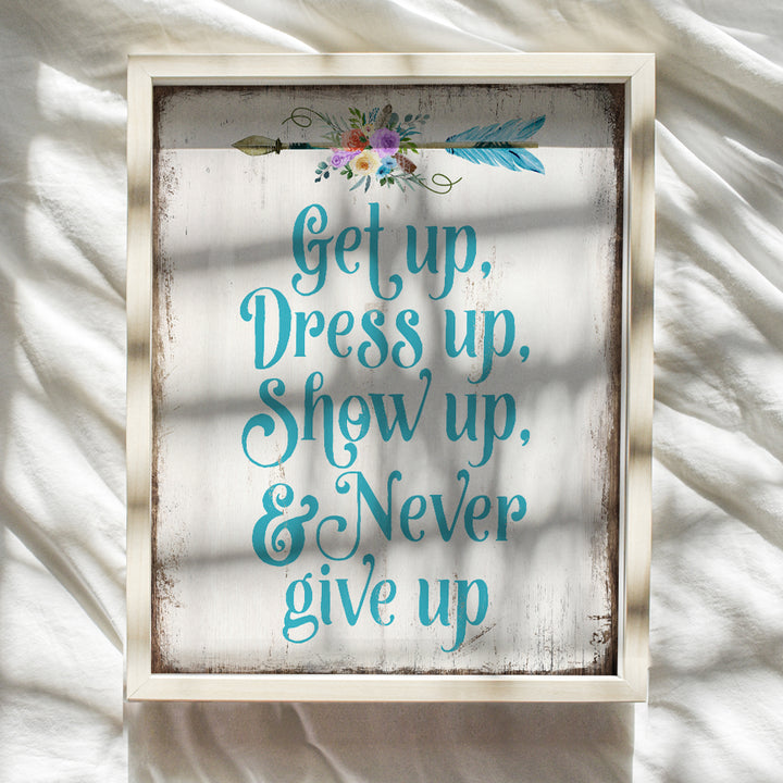 Inspirational Wall Art - Uplifting Encouragement Gifts for Women - Bohemian Motivational Wall Decor - Light Blue Boho Wall Art - Positive Quotes - Sayings for Wall Decor - Rustic Arrow Wall Decor