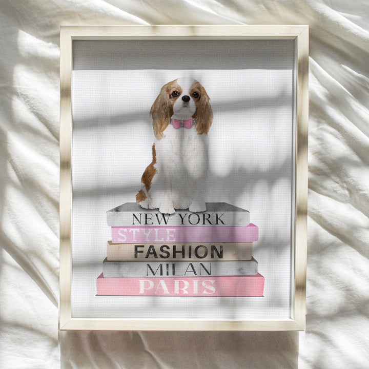 Cavalier King Charles Spaniel Gifts - Glam Wall Decor - High Fashion Wall Art - Luxury Designer Room Decor, Home decoration - Dog Lover Gifts for Women, Girls - Cute Puppy