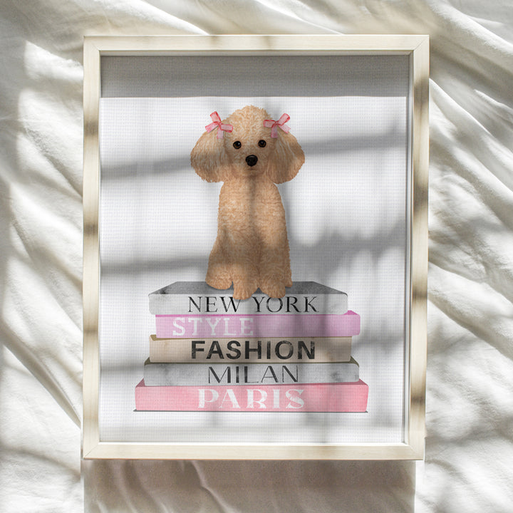 Fashion Dog Bedroom Wall Art - Yellowbird Art & Design Pink Nursery Little Girls Room Decor - Designer Wall Decor Poster - Poodle decoration - Bling Fashion design Fashionista Gift UNFRAMED 8X10