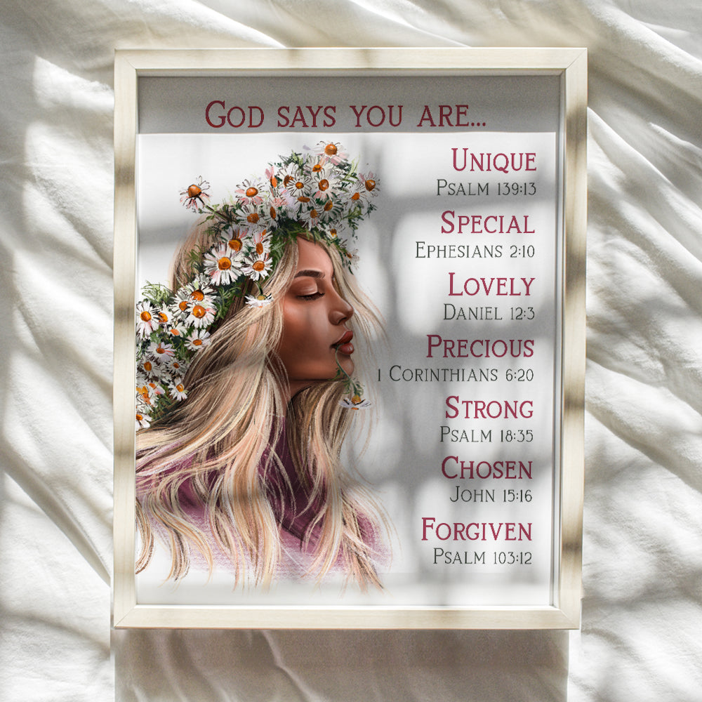 God Says You Are Wall Art - Catholic Christian Gifts for Women - Inspirational Religious Wall Decor - Bible Verses - Holy Scripture Wall Art - Boho Spiritual Wall Decor - Uplifting Positive Quotes