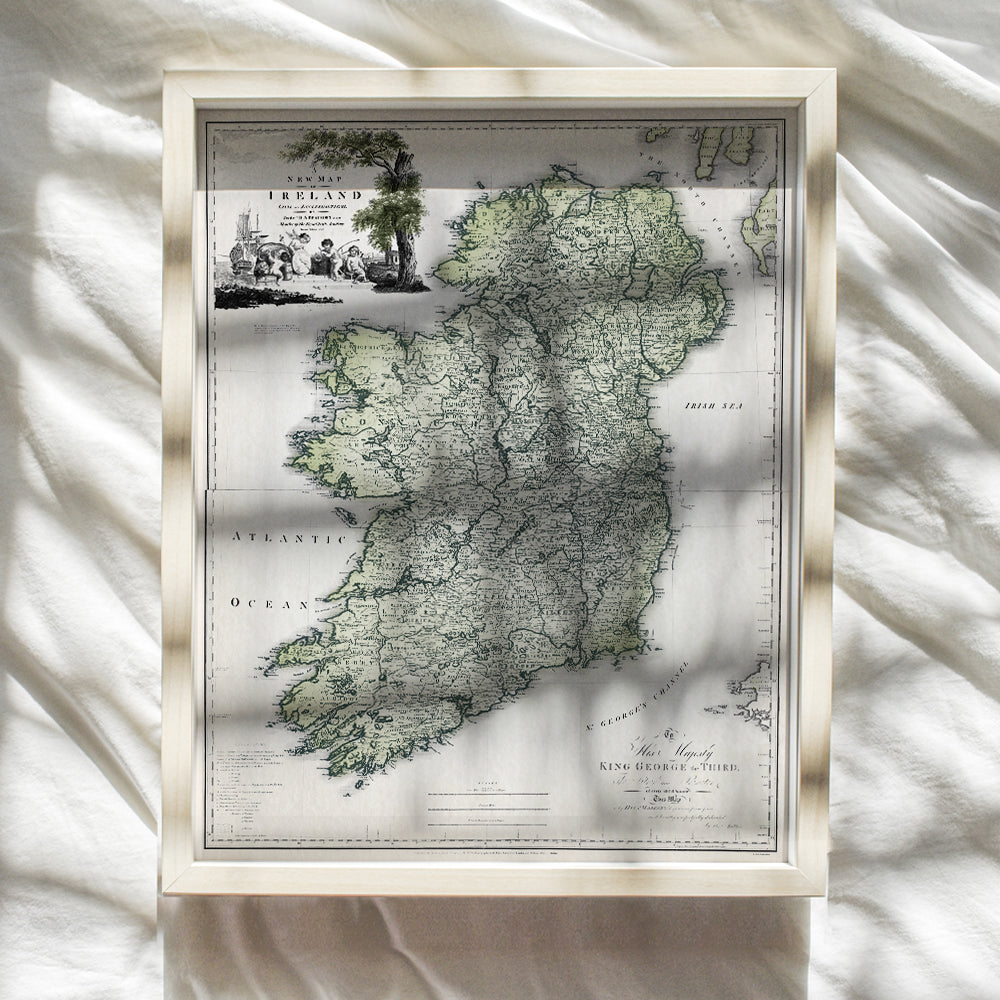 Vintage Map of Ireland - Irish Home Decor - Irish Gifts - Irish Wall Art - Antique Retro Style Irish Wall Decor - Celtic Wall Decor Poster Print