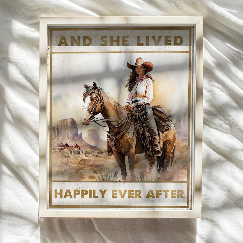 Western Home Decor for Women - Happily Ever After Sign - Horse Wall Decor - Rustic Farmhouse Style Boho Room Decor - Country Decor - Cowgirl Barn Wall Decor - Inspirational Gifts for Girls Bedroom