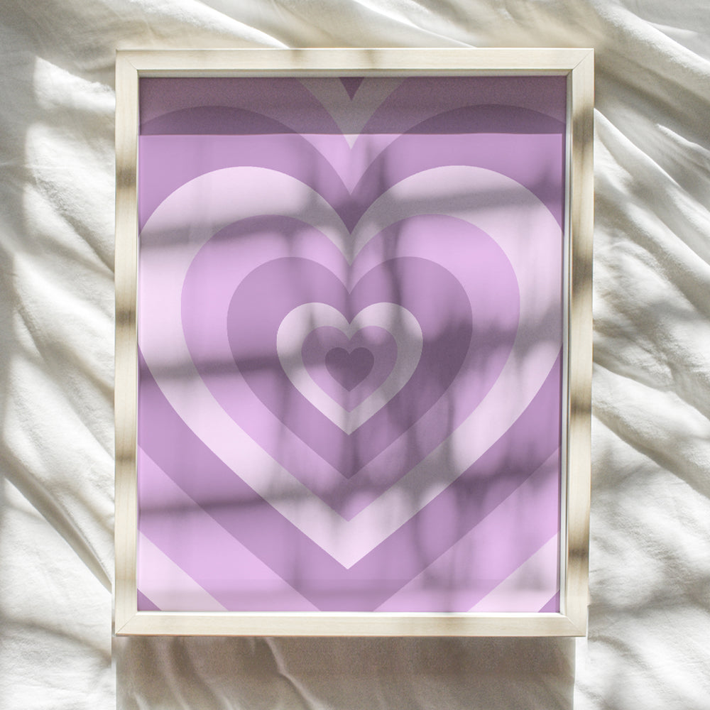 Light Purple Heart Wall Decor - cute Baby Girl Boy Nursery Decor - Indie Preppy Trendy Dorm Teen Room Bedroom Mid-century modern Minimalist Love Wall Art - Lavender Pop art Retro Aesthetic Room Decor