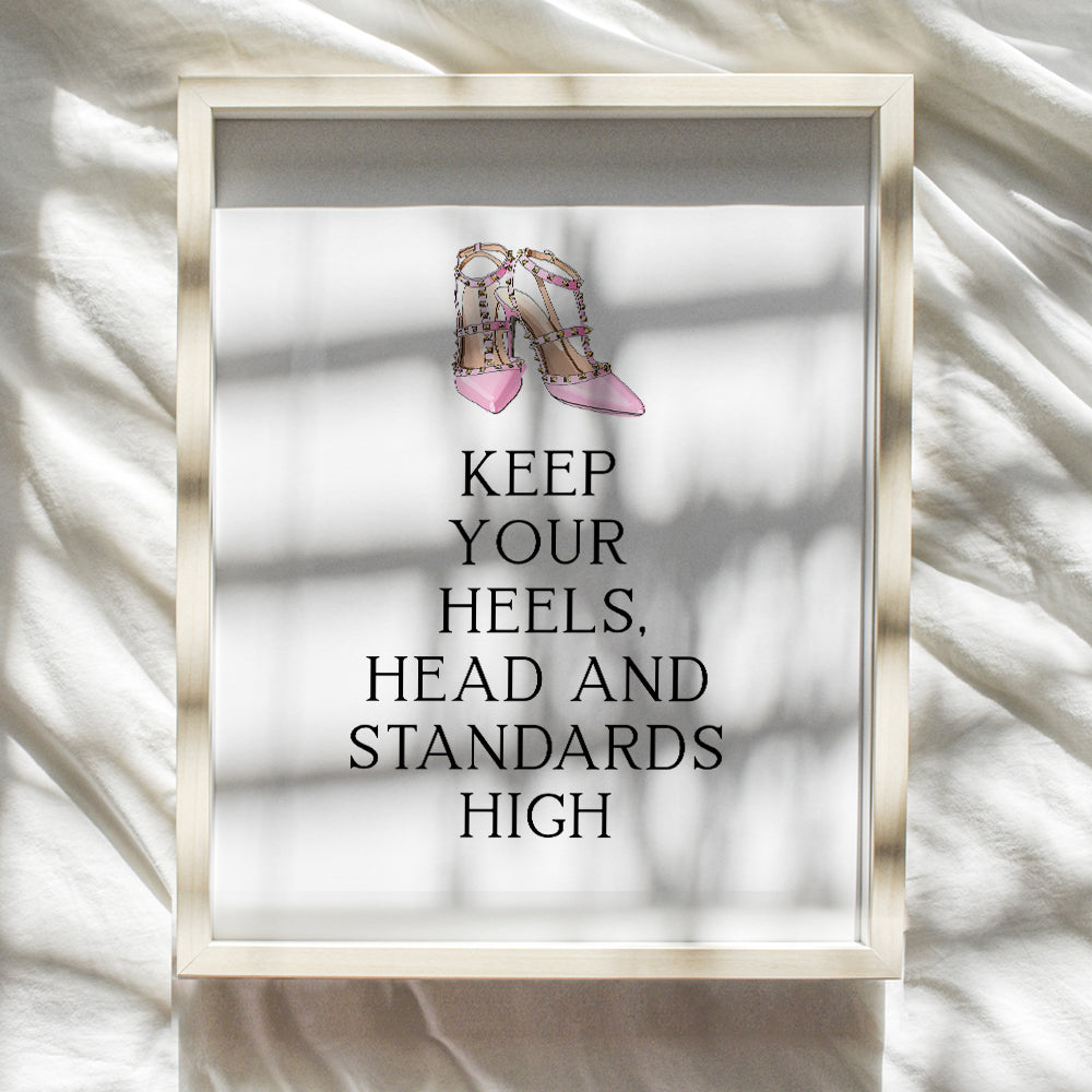 Designer Shoes Art Print - Inspirational Quotes Wall Art - Glam Wall Decor Motivational Gifts for Women - High Fashion Design - Luxury Room Decoration - Bathroom, Living Room, Girls Teens Bedroom