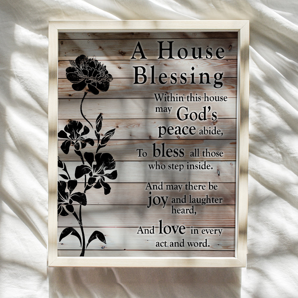 House Blessing - Christian Wall Art - Religious Housewarming Gifts for Women, Pastor, Minister - Blessed Wall Art - Inspirational Wall Decor - Bible Verse Wall Decor - Plaque Sign Unframed Picture