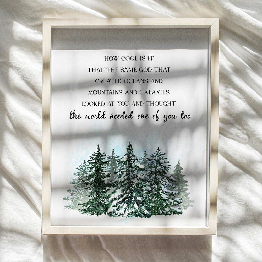 Inspirational Quotes Christian Wall Decor - Motivational Scripture Wall Decor - Religious positive Quotes Wall Decor - God Wall Decor - Encouragement Gifts for Men, Women - Forest Wall Decor - 8x10