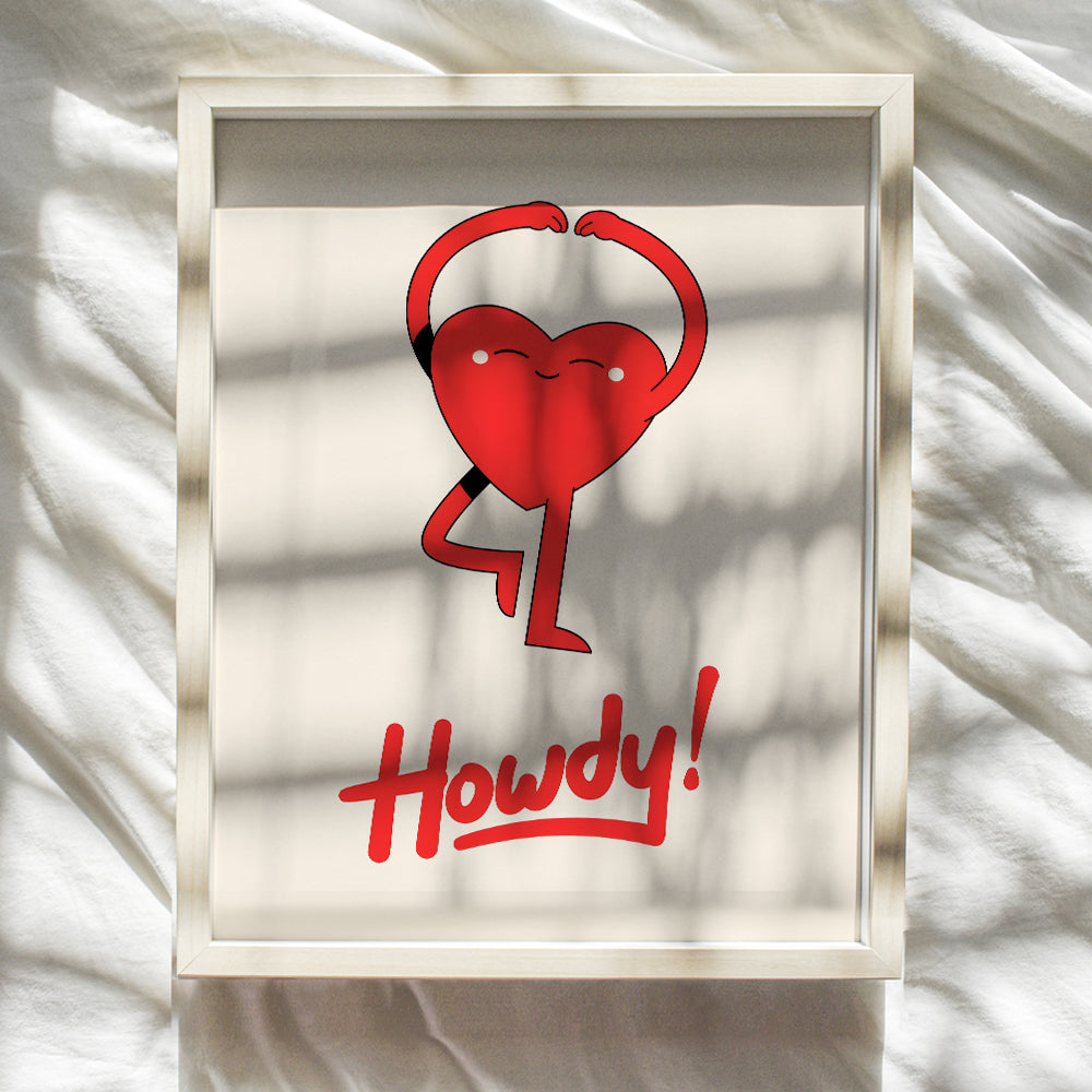 Retro style Love Wall Decor - Cute Heart Wall Art - Trendy Home Decor - Preppy Wall Art - Happy Home Decor - Funky Wall Art - Indie Eclectic 70s Retro Aesthetic Room Decor - Howdy Pop art Poster