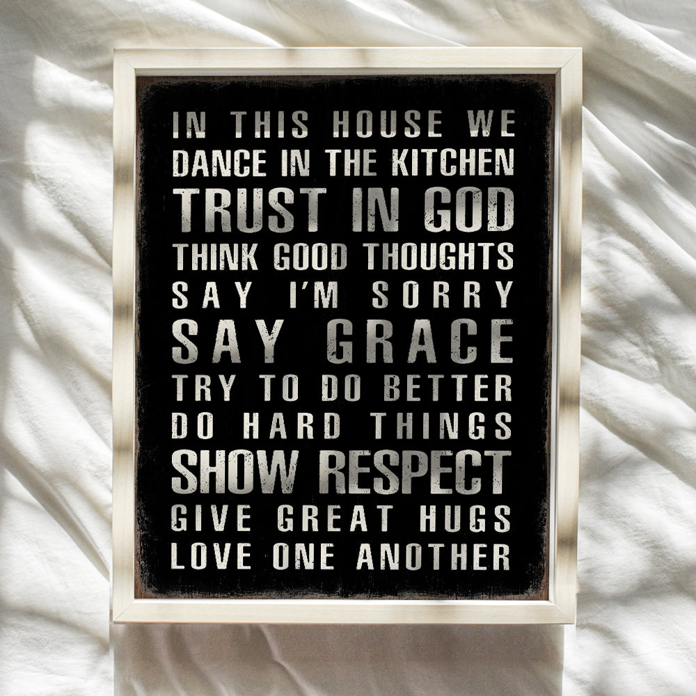 Family Signs for Home Decor Poster - 8x10 Christian Art - Religious Decor - Family Home Decor - Motivational Sayings - Inspirational Quotes - God Decor - Funny Quotes Wall Decor - Family Rules