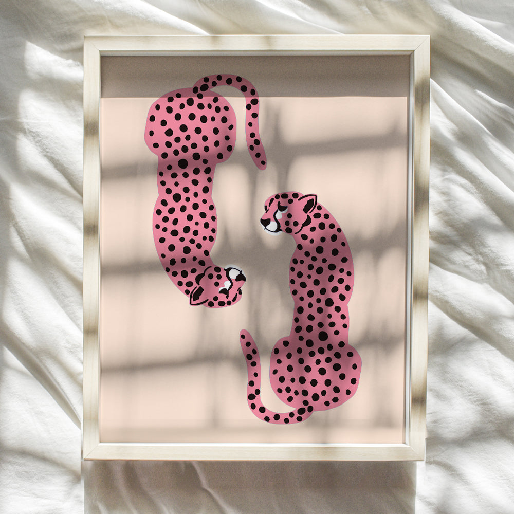 Cheetah Print Wall Decor - Cheetah Wall Art - Aesthetic Room Decor - Minimalist Mid-century Modern Wall Art & Decor - Leopard Home Decor - Pink Teens Little Girls Women Bedroom Decor UNFRAMED 8X10