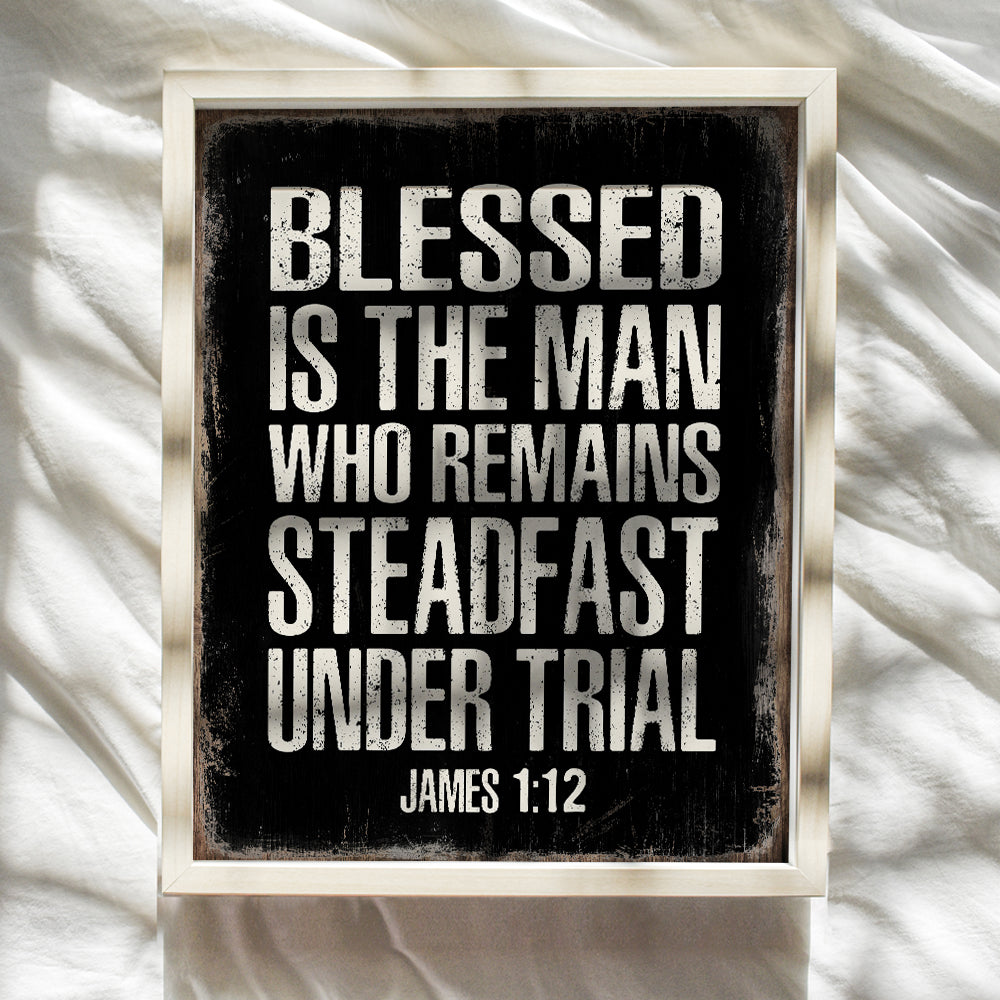 Christian Gifts for Men - Blessed Wall Decor - Masculine Christianity - Religious Gifts for Men - Bible Verse Wall Art - Scripture Wall Art - Inspirational God Wall Decor - Catholic Gifts for Men