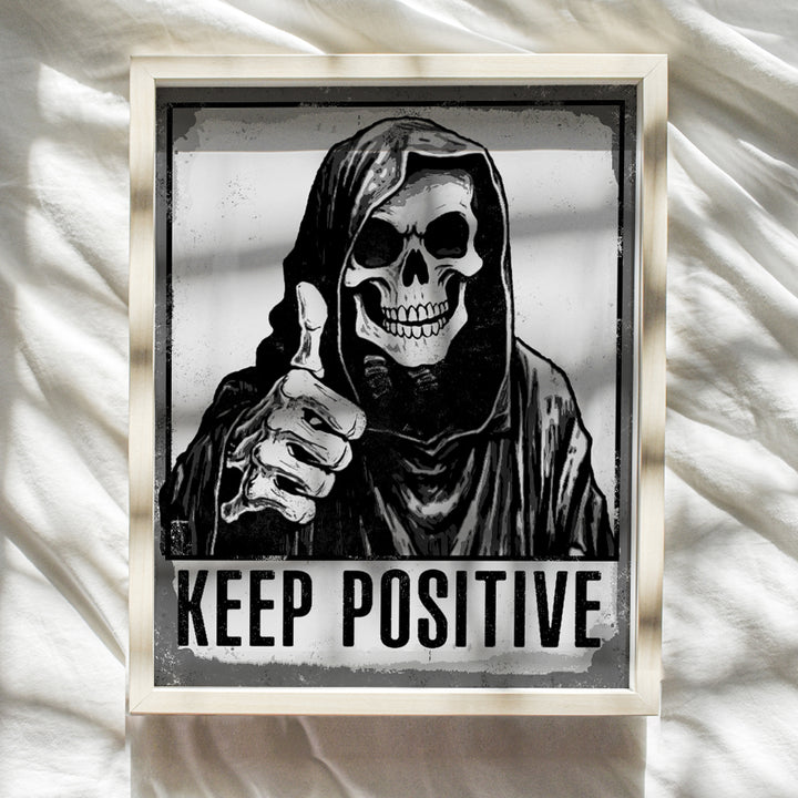 Gothic Home Decor for Men, Skull Decor - Positive Wall Decor - Grim Reaper Decoration - Skeleton Halloween Decorations - Funny Wall Art - College Dorm Room Decor - Man Cave Decor - Boys Bedroom Decor