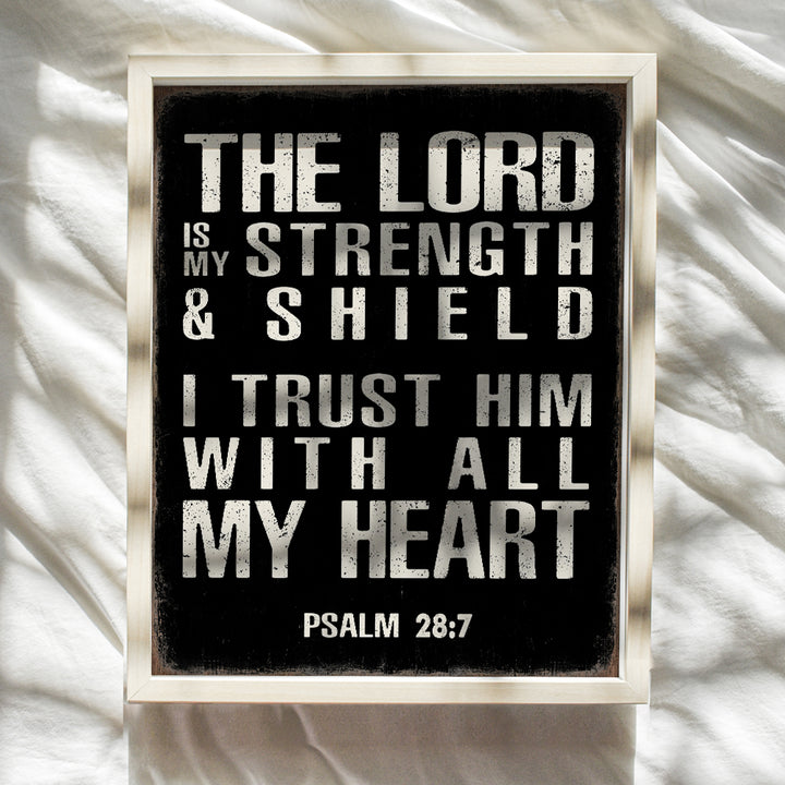 Religious Christian Gifts for Men - Catholic Decor Wall Art - Man Cave, Home Office, Boys Bedroom - Holy Scripture Bible Verses - Inspirational Positive Spiritual Quotes - Motivational God Sayings