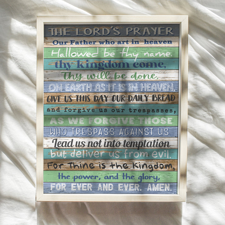 The Lords Prayer Wall Art - Rustic Religious Wall Decor - Farmhouse Christian Decorations - Catholic Gifts for Men, Women - Scripture Wall Art - Inspirational Shabby Chic, Country Sign - Unframed