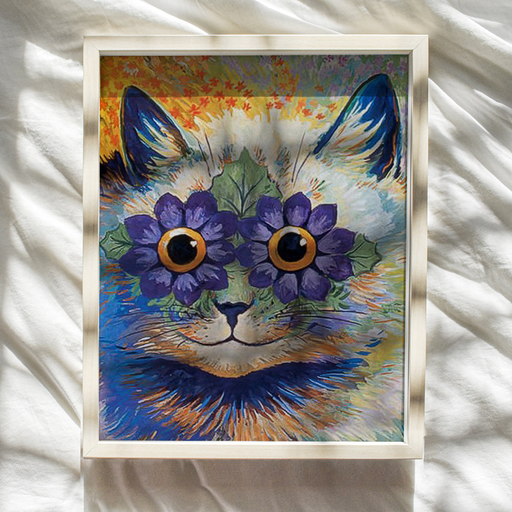 Cat Wall Decor - Cat Wall Art - Tabby Cat - Louis Wain Vintage Cat Print - Cute Cat - Boho Room Decoration for Girls Bedroom - Funny Cat Lover Gifts for Women - Kitty, Kitten, Pussycat Picture