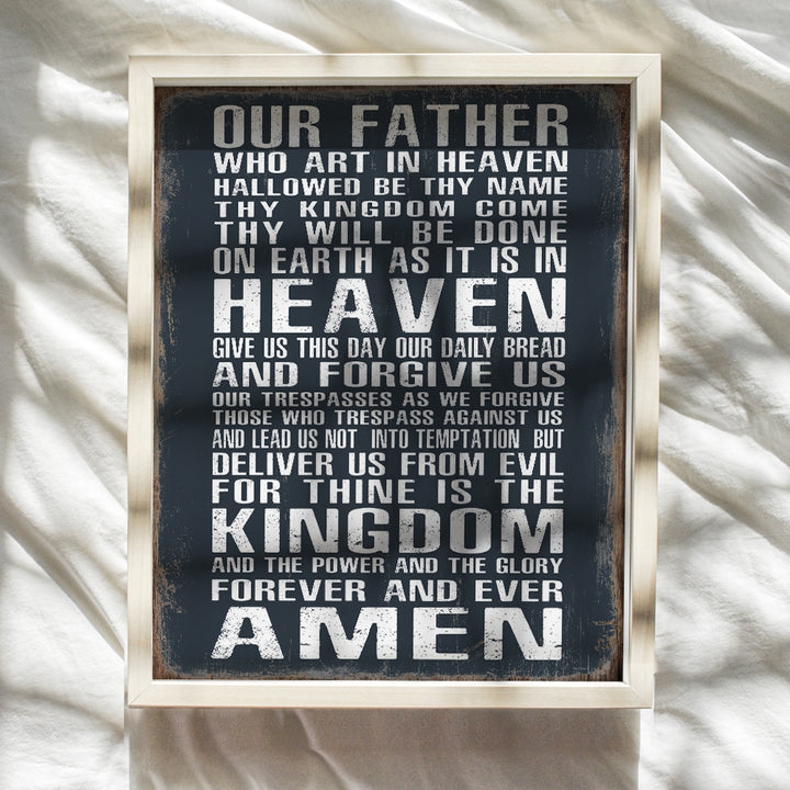 The Lords Prayer Wall Art - Religious Gifts for Men, Guys - Christian Gifts for Men, Boys - Spiritual Catholic Gifts for Men - Rustic Man Cave Decor, Boys Bedroom, Home Office - Catholic Gifts for Men