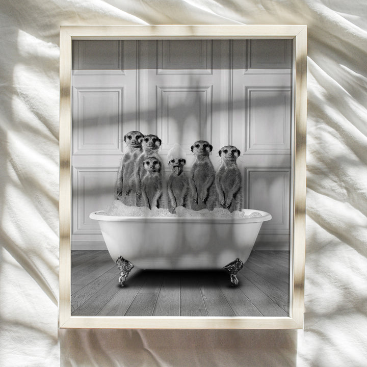 Bathroom Wall Decor - Funny Bathroom Decor - Bathroom Wall Art - Meerkat Bathroom Decorations Pictures - Bath Wall Decor - Modern Bathroom Accessories - Guest Bathroom - Restroom Sign - Powder Room