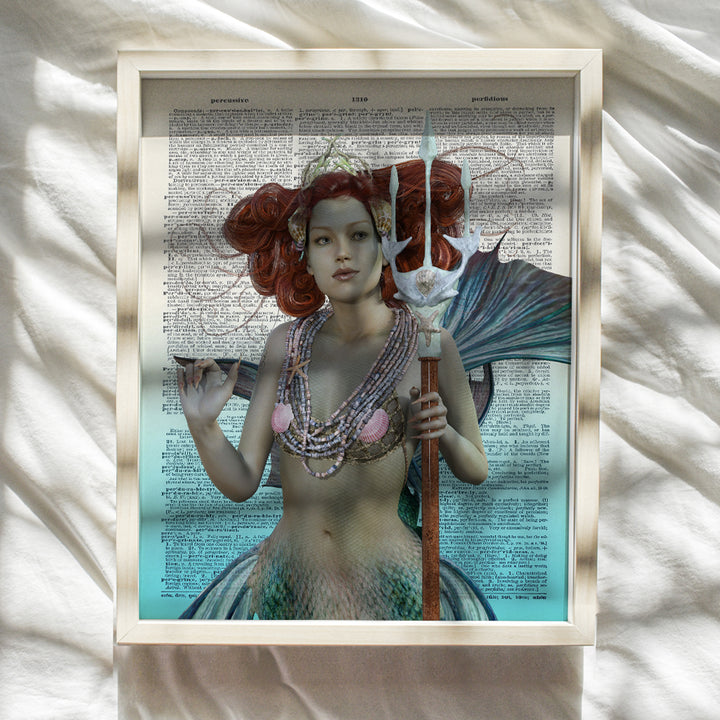 Fantasy Mermaid Dictionary Art - 8x10 Nautical Wall Decoration, Room Decor Poster for Bedroom, Bathroom, Lake, Ocean or Beach House - Unique Chic Gift for Women, Men - Unframed Print Photo Picture