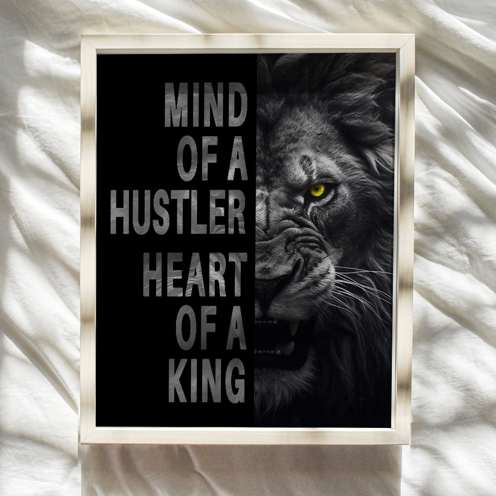 Motivation Home Office Wall Art - Man cave Wall Decor - Gym Motivational Wall Art - Positive Quotes Posters - Encouraging Executive Mindset Success Wall Art for Men - Inspirational Lion Workplace Sign