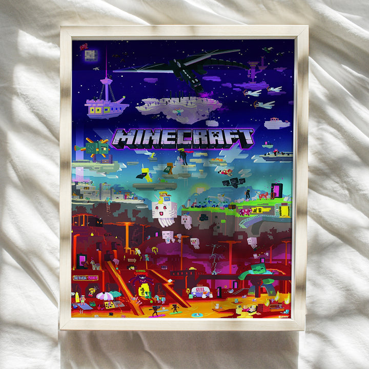 Minecraft Poster - 8x10 Minecraft Wall Decor - Minecraft Party Decorations - Cool Unique Gift for Boys, Men, Gamer, Video Game, Arcade Games, Xbox, Nintendo, Gaming Fan - Game Room Decor