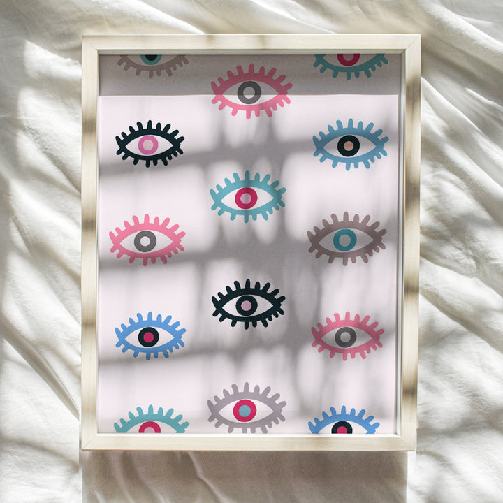 Evil eye Room Decor - VSCO Home Decor - Preppy Room Decor - Pink Aesthetic Room Decor - Trendy Wall Art - Girls Bedroom - Minimalist Poster - Cute Indie Room Decor - Yellowbird Art & Design UNFRAMED