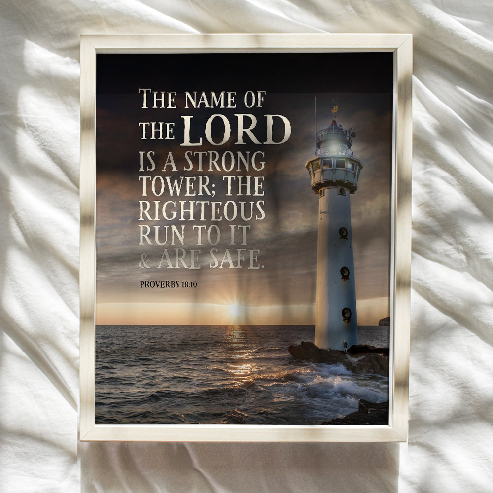 Religious Wall Decor - Lighthouse Wall Art - Catholic Christian Gifts for Men - God Wall Decor - Inspirational Motivational Proverbs - Spiritual Wall Decor - Scripture Wall Art -Masculine Christianity