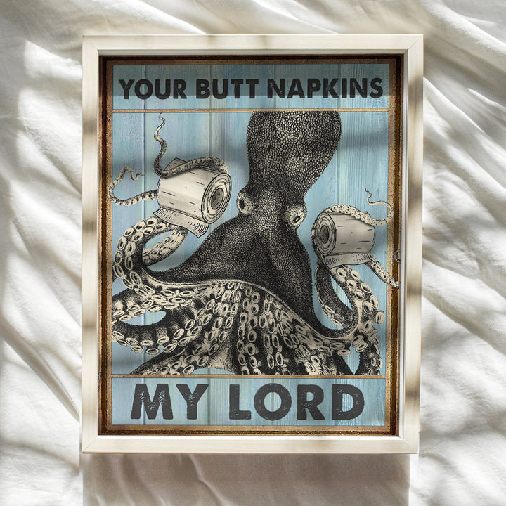 Beach Nautical Bathroom Decor - Octopus Bathroom Wall Art - Butt Napkins - Bath Wall Decor- Funny Bathroom Decor- Guest Bathroom Decorations - Toilet Paper Wall Art - Restroom Sign - Powder Room Decor