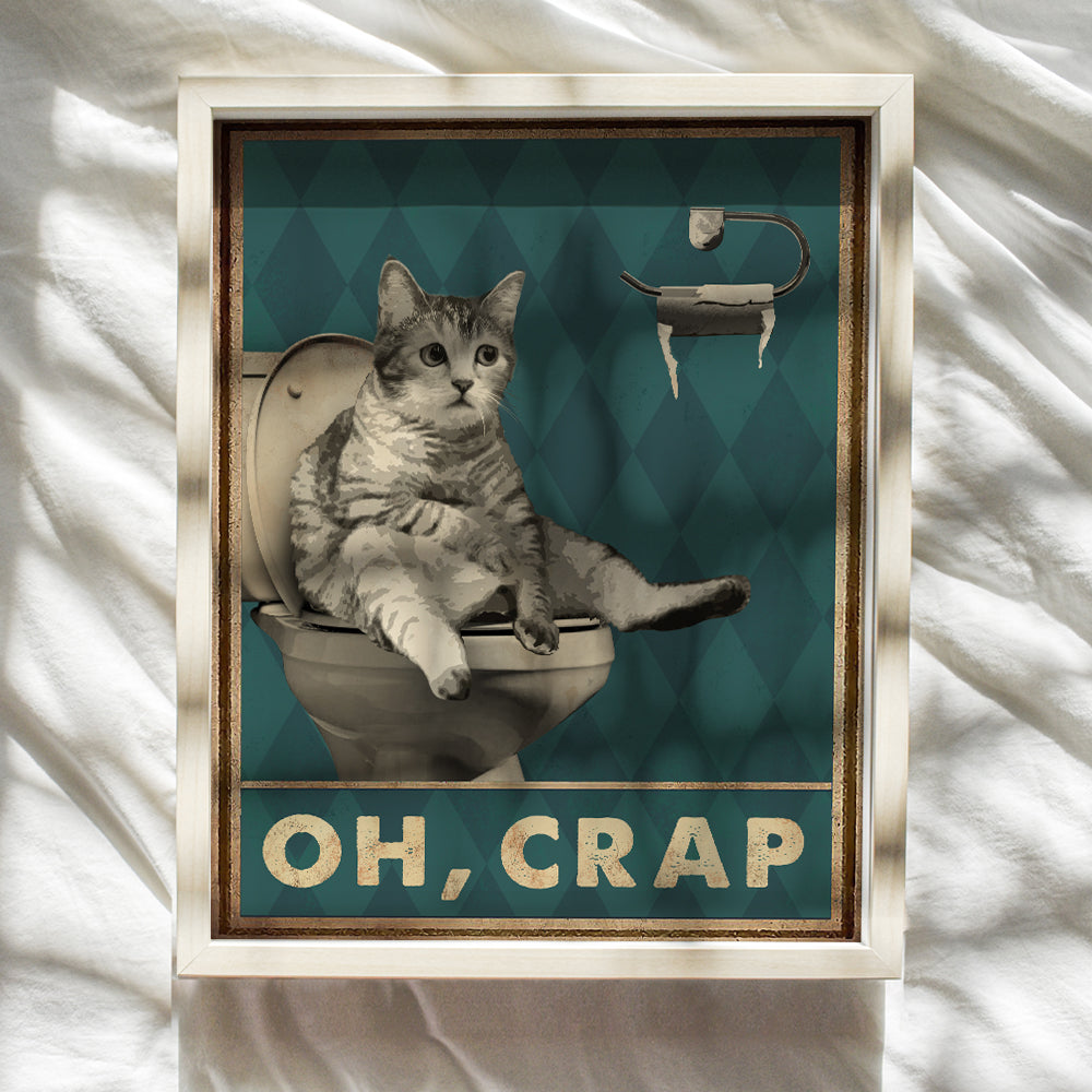 Bathroom Decor - Funny Cat Wall Art - Cat Themed Gifts - Powder room Wall Art & Decor - Bath Decor - Guest Bathroom Decor - Washroom Decor - Tabby Cat Restroom Sign - Cat Poster 8X10 UNFRAMED