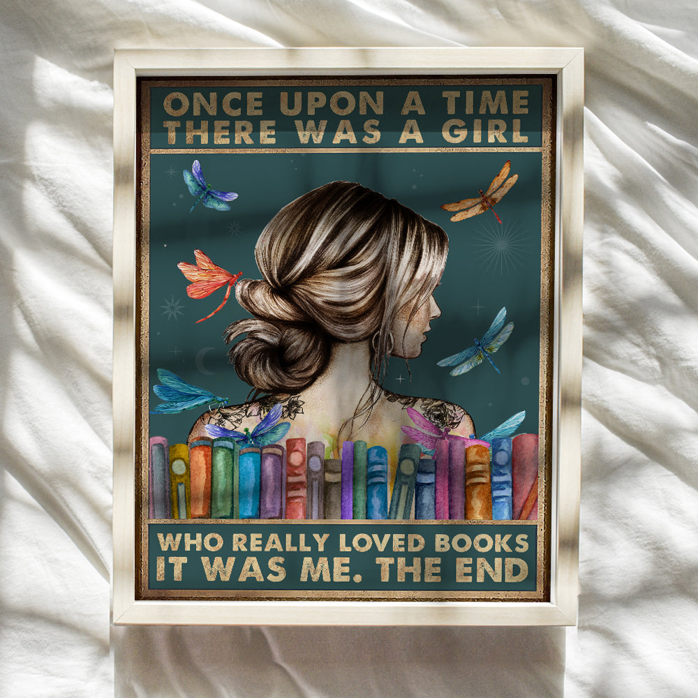 Classroom Wall Art - Reading Wall Decor - Just a Girl Who Loves Books - Motivational Inspirational Classroom Decor - Teacher Gifts - Daughter Gifts Book Lovers Gift - Women Girls Bedroom Decor - 8x10