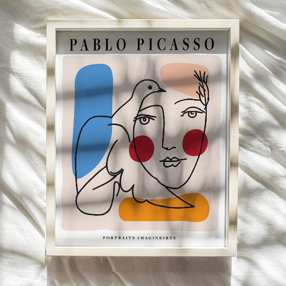 Pablo Picasso Wall Art & Decor Poster - 8x10 Abstract Mid Century Modern Contemporary Wall Art - Minimalist Museum Poster - Gallery Wall Art - Dove of Peace Picture - Living Room, Bedroom, Home Office