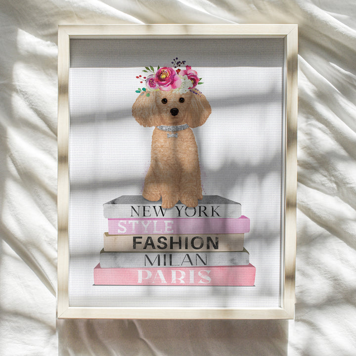 Wall Art for Dogs - Wall Decor for Dogs - Yellowbird Art & Design Fashion Wall Decor - Pink Womens Girls Bedroom Decor Nursery Living room Baby Room Decor Poster - Poodle Dog decoration UNFRAMED 8x10