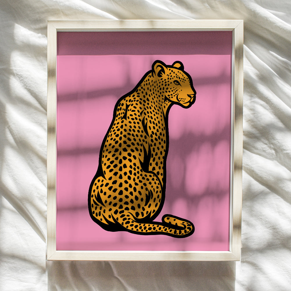 Leopard Pop art Wall Decor for Women - Cheetah Print Wall Decor - Chic Retro Wall Decor - Trendy Mid Century Modern Wall Art - Cute Aesthetic Teen Room Decor - Preppy Wall ArtGirls Bedroom Decor