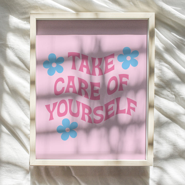 Self-care Wall Art & Decor - Yellowbird Art & Design Self-love Poster - Pink Preppy Family Wall Art - Contemporary art Aesthetic Indie Inspiration Home Decor - Living room Bedroom Decor for Women