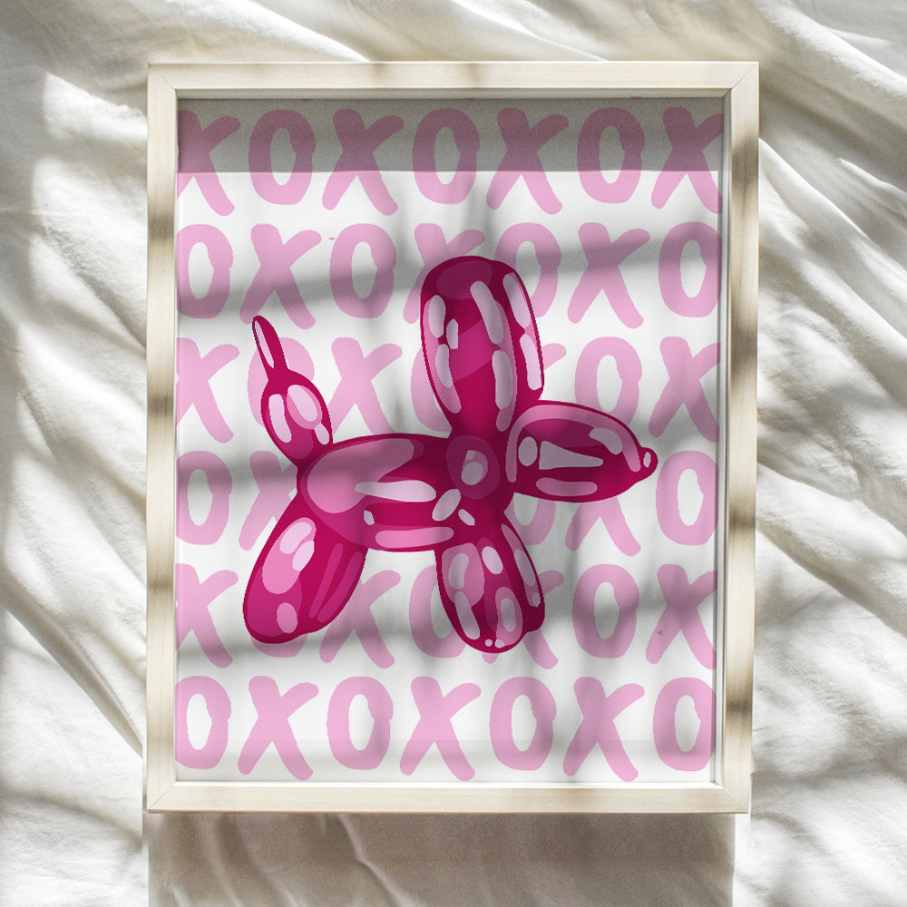 Balloon Dog Wall Art & Decor - Aesthetic Room Decor - Preppy Room Decor - Bedroom Decor for Women - Pink Minimalist Modern Wall Art Poster - Girls Teen Room Decor - Dorm Room Decor UNFRAMED 8x10