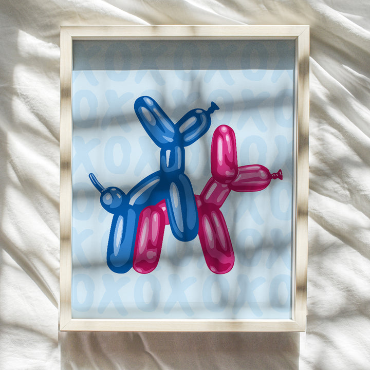 Balloon Dog Aesthetic Wall Art - Pink Blue Bedroom Wall Art - Pop art Modern art Poster - Yellowbird Art & Design - Preppy Room Decor - Trendy Room Decor - Dorm Room Decor UNFRAMED 8x10