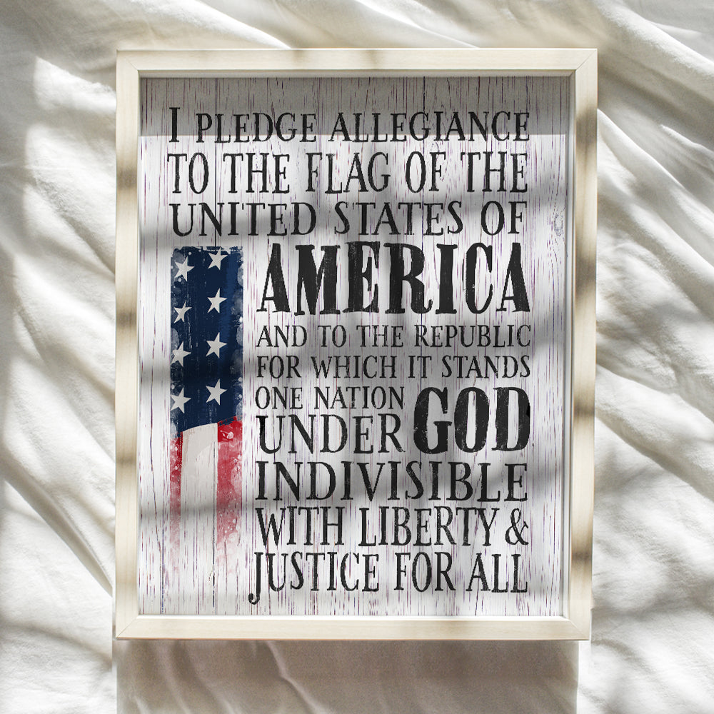 Patriotic Decor - American Flag Wall Decor - Gift for US Military Veterans, Republicans, Conservatives - Sign Plaque for Home Office, Living Room - 8x10 Rustic Wall Art Poster Print - Unframed