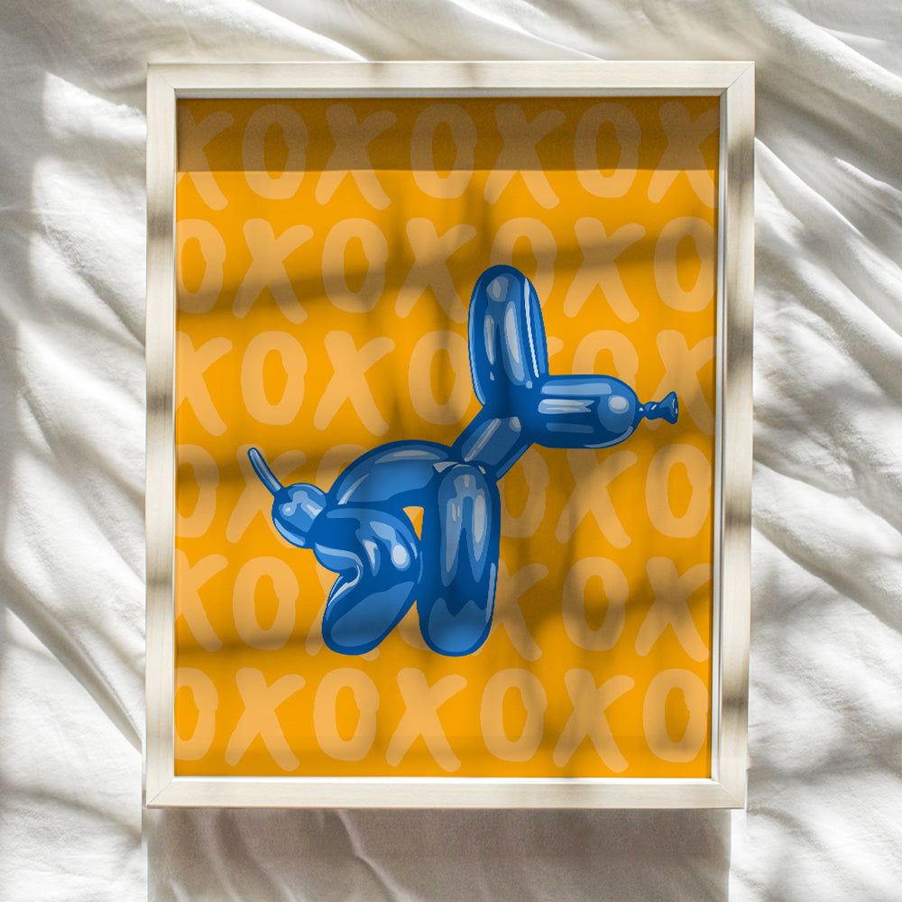 Balloon Dog funny Bathroom Decor - Restroom Sign Preppy Wall Decor - Trendy Wall Decor - Modern Bathroom Decorations - XO Wall Decor - 60s Decor, 70s Maximalist Wall Art - Orange Blue Funky Wall Decor