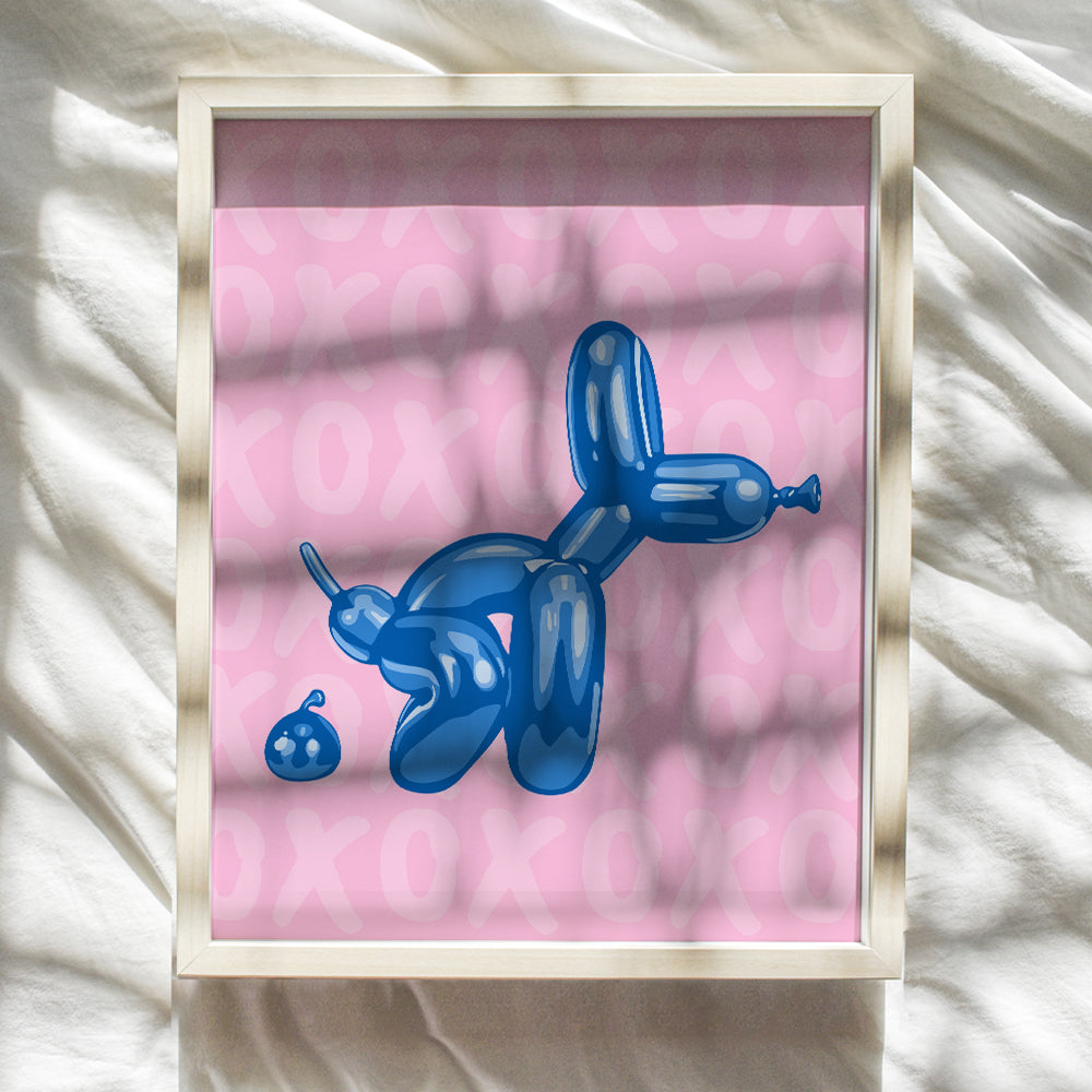 Pink Blue Bathroom Decor - Funny Bathroom Wall Art - Cute Aesthetic Room Decor - Preppy Room Decor - Yellowbird Art & Design Balloon Dog Pop art Minimalist Modern art Poster - VSCO Dorm Room Decor