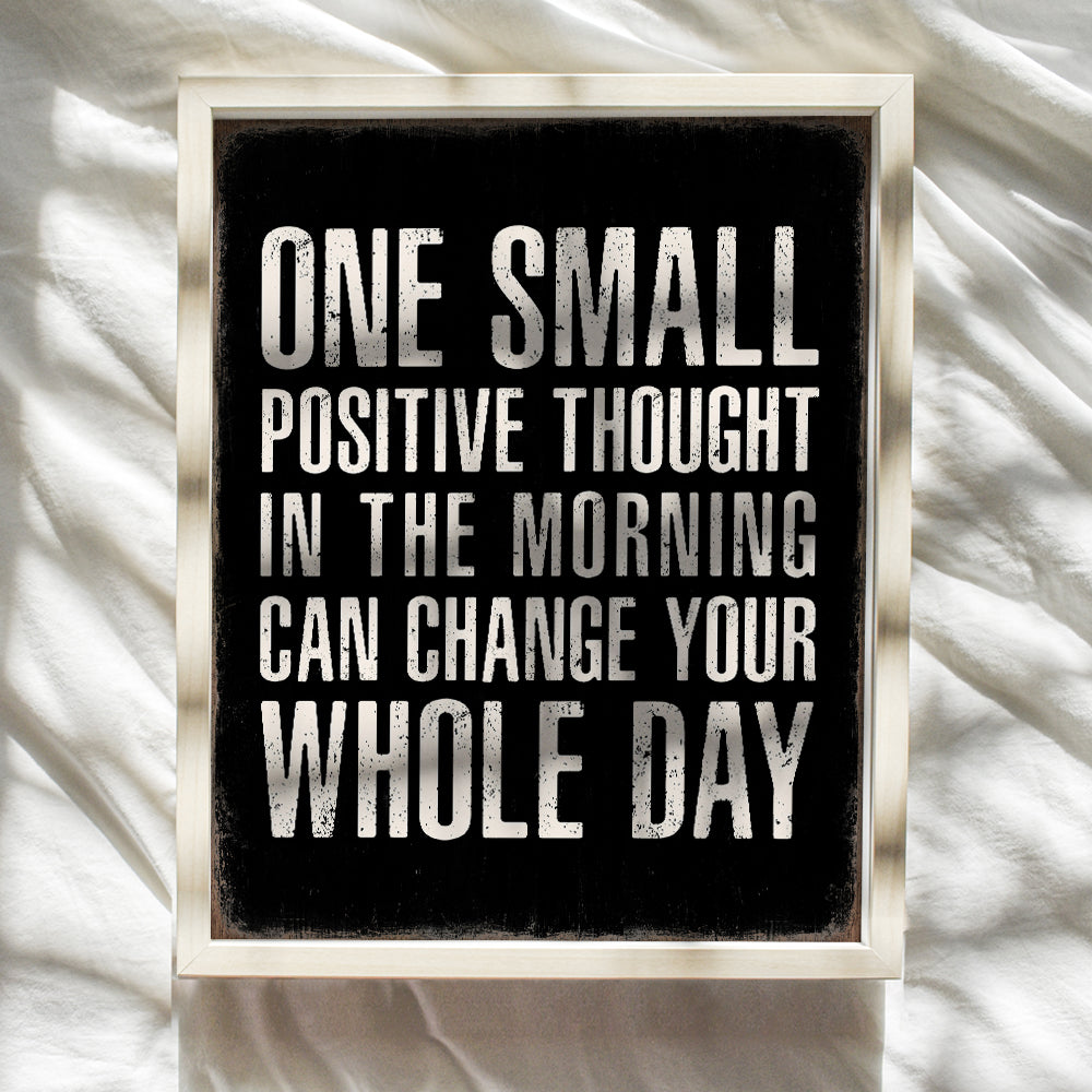 Farmhouse Style Black Office Decor - Positive Quotes Posters - Inspirational Wall Decor - Good Morning Motivational Wall Art & Decor - Personal Growth Man cave Home Decor - Rustic Bathroom Sign