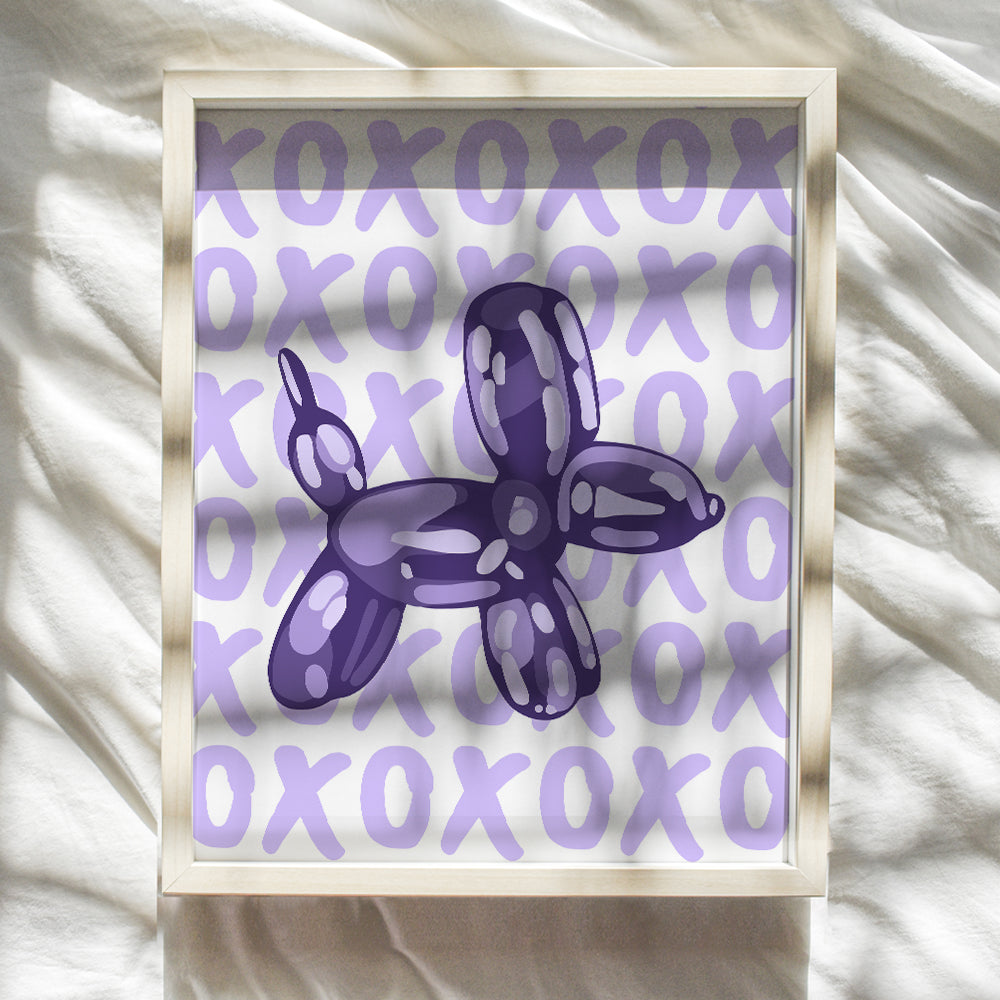 Balloon Dog Purple Wall Decor - Pop art Retro style Minimalist Modern art - 70s Trendy Aesthetic Room Decor - Teen Bedroom Decor for Women - Girls Room Decor - Dorm Room Wall Collage Gallery Wall Art