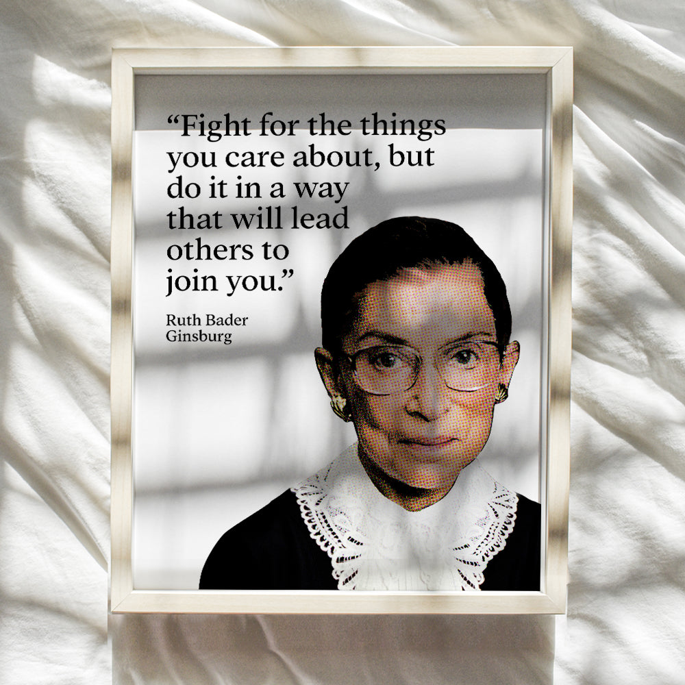 Ruth Bader Ginsburg Wall Art - RBG Famous Quote Motivational Dictionary Home Decor, Room Decoration for Office, Bedroom - Inspirational Gift for Women, Attorney, Lawyer, Liberal Feminist