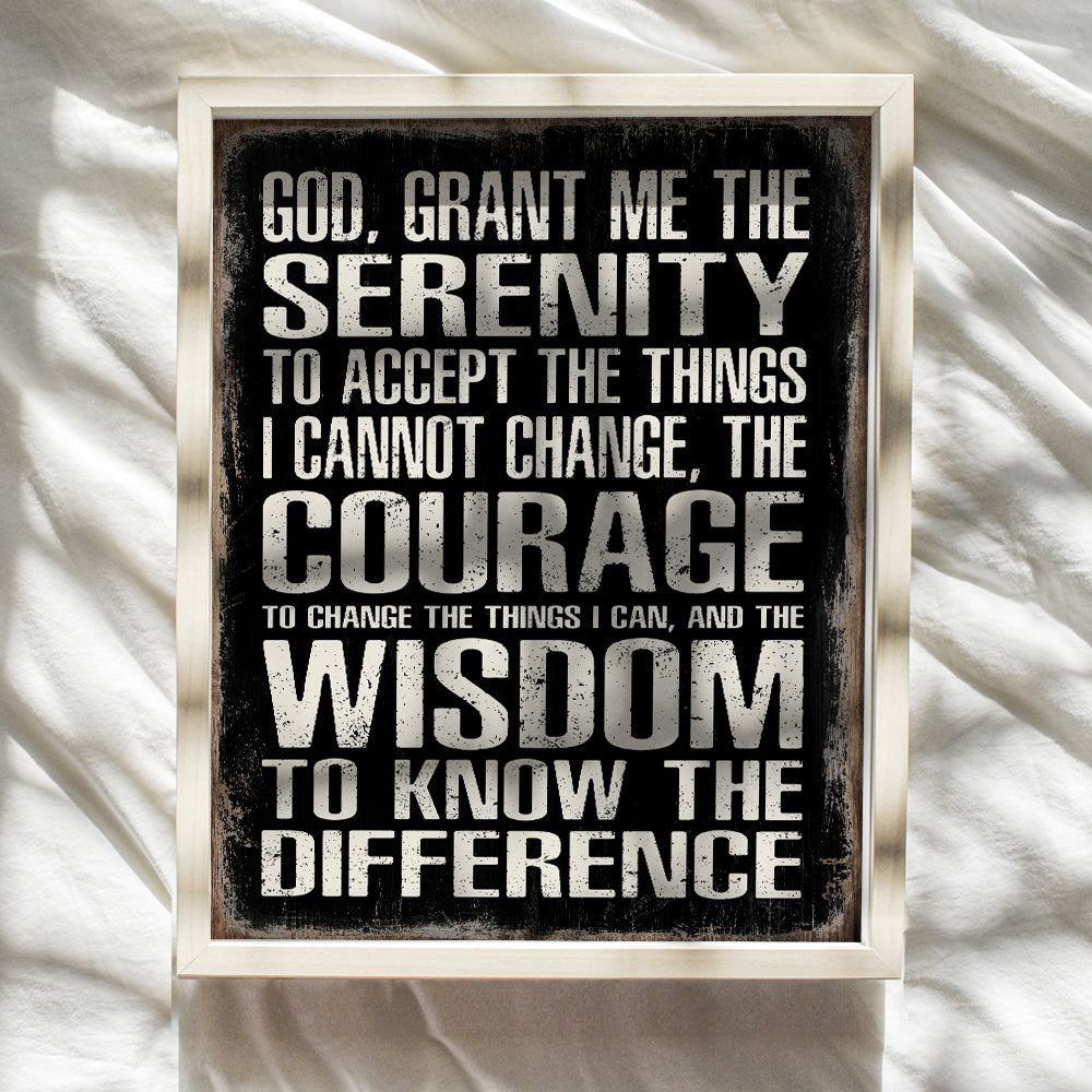 The Serenity Prayer Wall Decor - Twelve Steps and Twelve Traditions Wall Art for Home or Apartment Decoration - AA Anniversary Gifts - Alcoholics Anonymous Art Prints - Rustic Sign Replica - Unframed