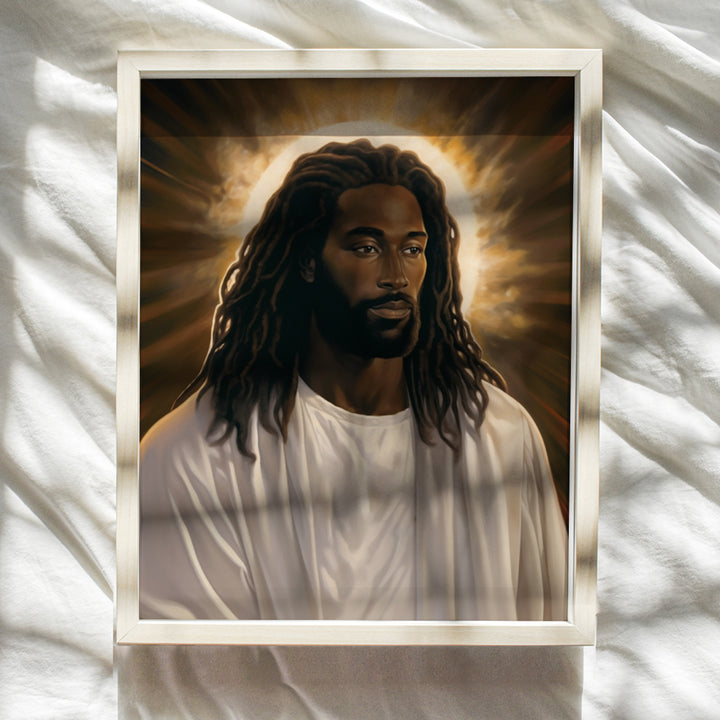 Jesus Wall Decor for Black Men - Christian Wall Art Jesus Poster for Women - Bible Verse Black Art Man cave Decor - masculine Religious Wall Art - Black pride Gifts for African Americans - God Decor