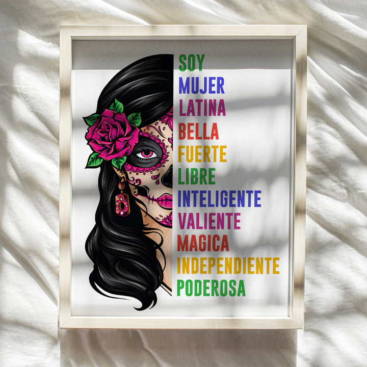 Latina Woman Mexicans Wall Art - Latinx Motivational poster - Decoraciones Para Cuartos Arte - Regalos Para Mujeres Chicas Ninas Latino Chicano - Positive Quotes Empowerment Inspiration Art Poster