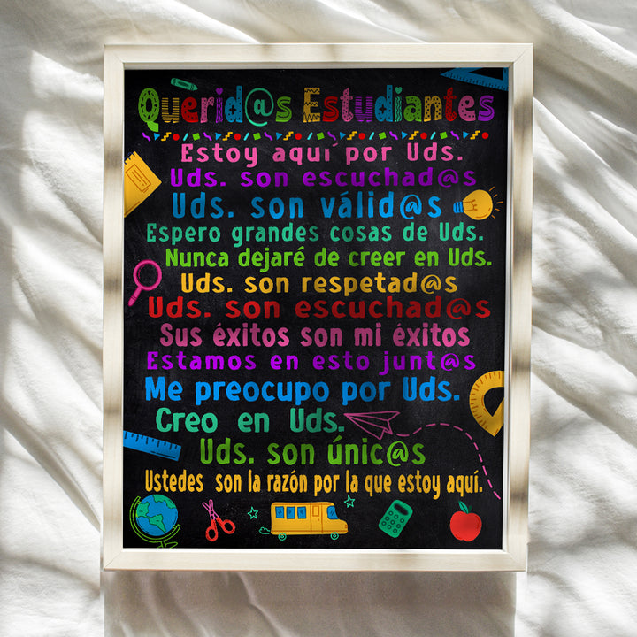 Classroom Decorations - Motivational Posters for Spanish Latino Kids En Espanol - Classroom Wall Art - Teacher Supplies - School Room Decor - Inspirational Positive Affirmations for Kids 8X10 UNFRAMED