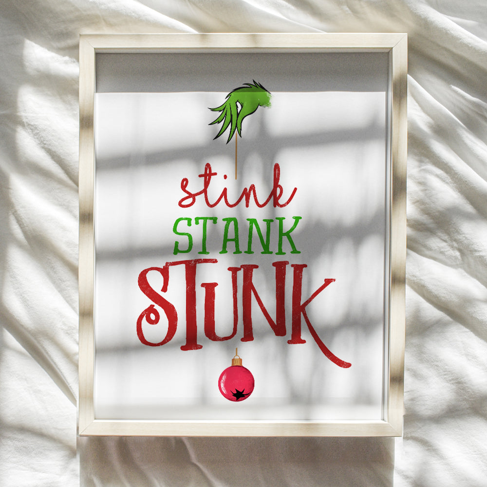 Stink Stank Stunk - Christmas Decorations w/Ornament - Funny Christmas Decorations for Kids - Holiday Decorations Home Decor - Xmas Decorations - Cute Christmas Poster - Christmas Wall Art