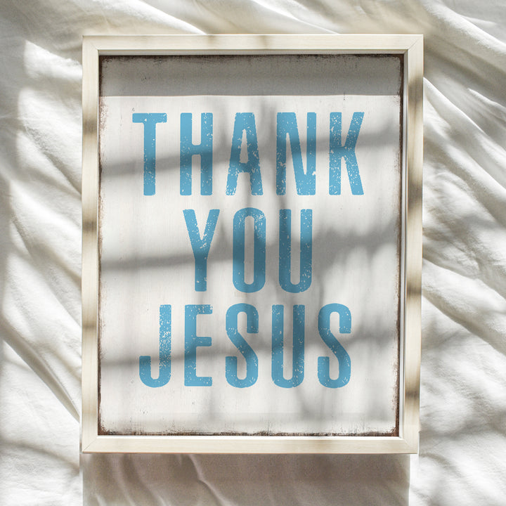 Christian Wall Art & Decor - Religious Wall Decor - Jesus Wall Art - Thankful Wall Decor - Grateful Wall Decor Poster - Blue spiritual Gifts for Women - God Wall Decor - Faith Wall Decor 8x10 Unframed